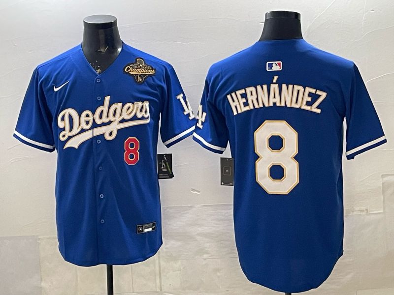 Men Los Angeles Dodgers #8 Hernandez Blue Gold 2026 Nike Game MLB Jersey 007->los angeles dodgers->MLB Jersey